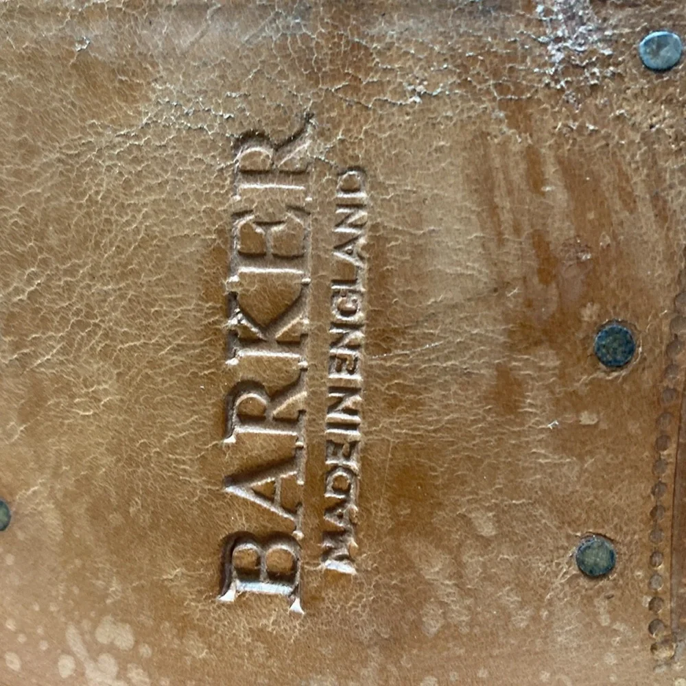 BARKER Men's Black Leather Derby Shoes with Tan Trim 9UK /10US. Made in England